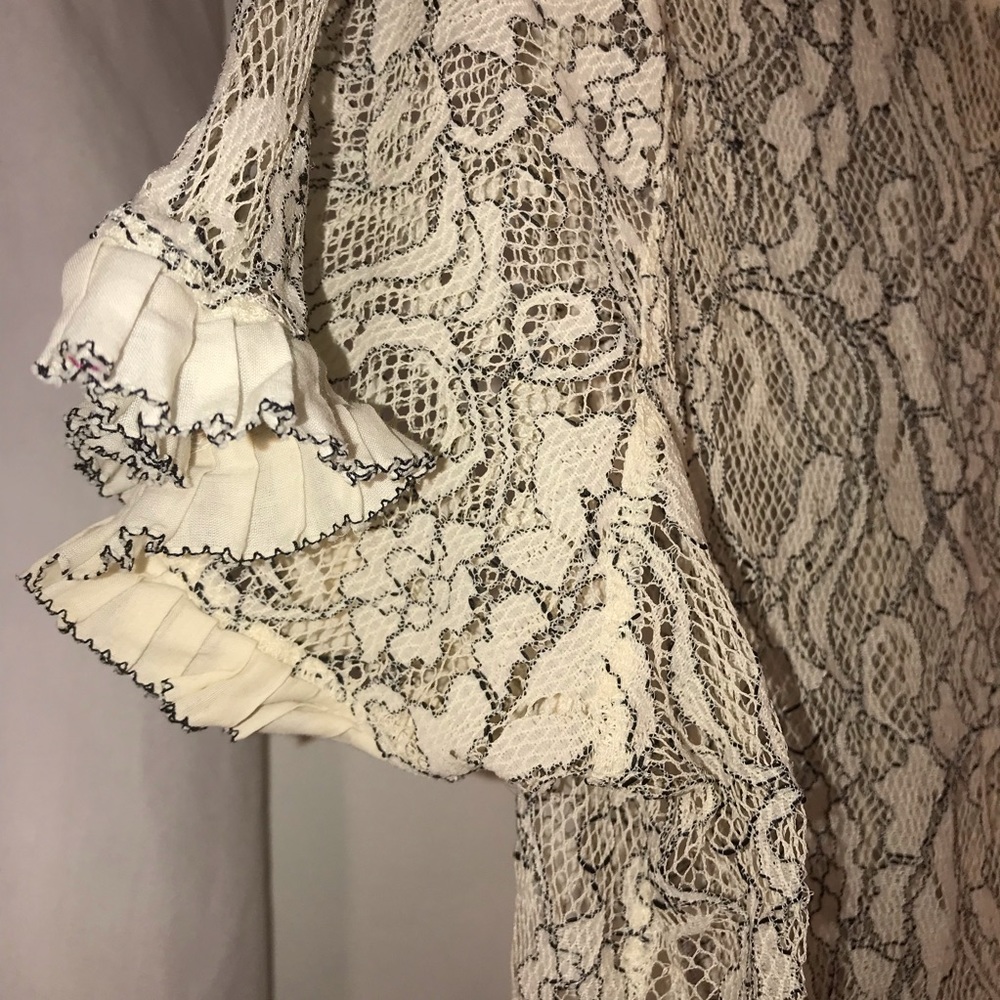 Ann Taylor LOFT Ivory Lace Shirt, Size L - Picture 3 of 6